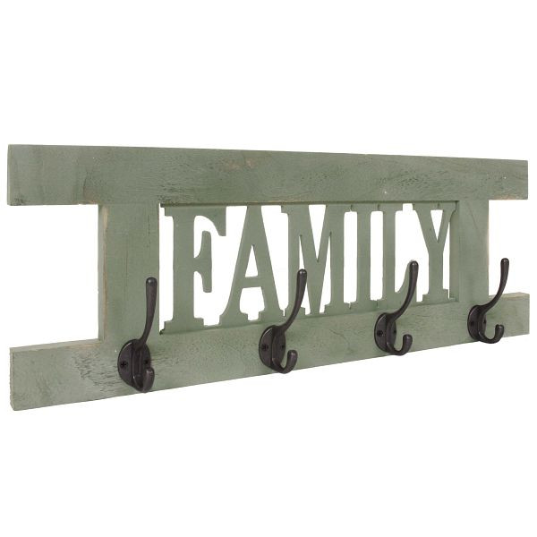 Mendler wandkast HWC-C60 Family, kledingkast kastpaneel, shabby look vintage 60x21cm, groen, shabby, 61510