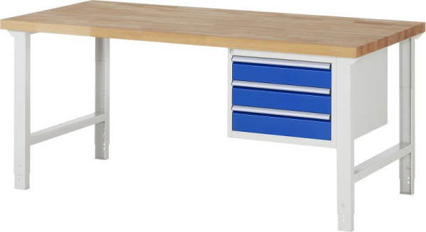 RAU werkbank serie 7000 - model 7127, B2000 x D900 x H790-1140 mm, systeemonderstel B2000 x D850 x H750-1100 mm, 03-7127A1-209B4H.11