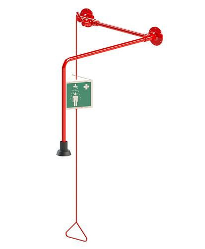 B-SAFETY lichaamsdouche, rood, bovendeurmontage met dakraam, DVGW, 306266