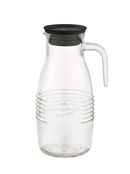 APS glazen karaf -OUDER FASHIONED-, Ø 12 cm, hoogte: 26 cm, 1,8 liter, glas, polypropyleen, siliconen, deksel met opvangzeef, 10691