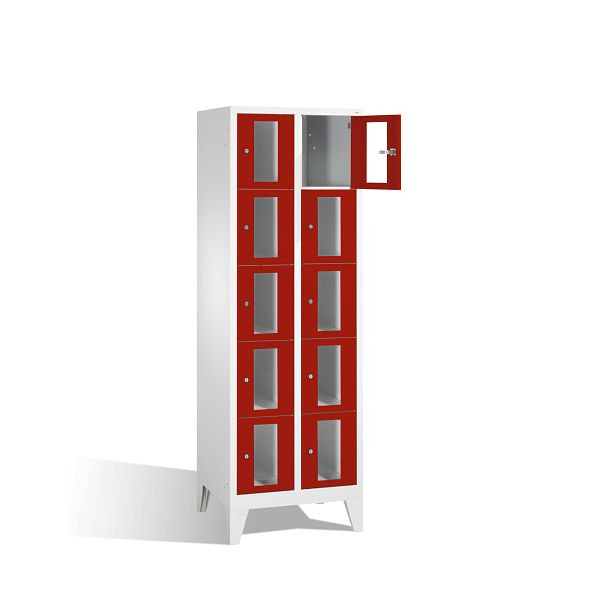 C+P lockerkast Classic, H1850xW610xD500mm, kleur: lichtgrijs/robijnrood, 8010A205 S10001