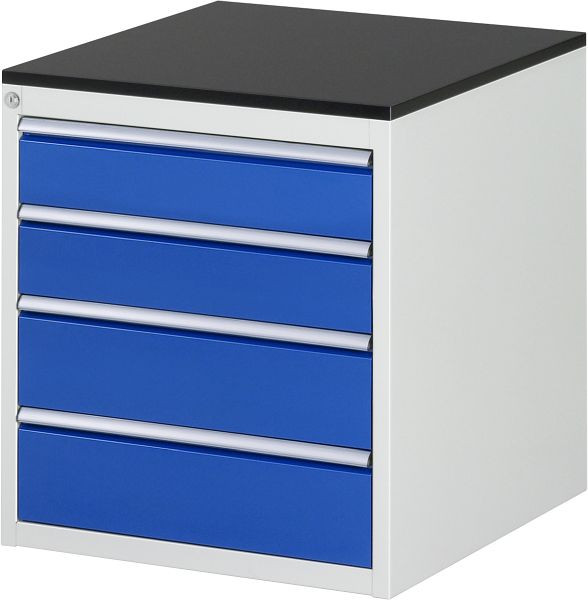 RAU ladekast serie 7000, B580 x D650 x H640 mm, 4 x lade afmeting L 2xH120, 2xH150 mm, werkblad met melamineharscoating, 03-L3.6A-M.11