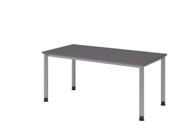 Hammerbacher bureau 4 voet rond 160x80cm grafiet/zilver, rechthoekige vorm, VHS16/G/S