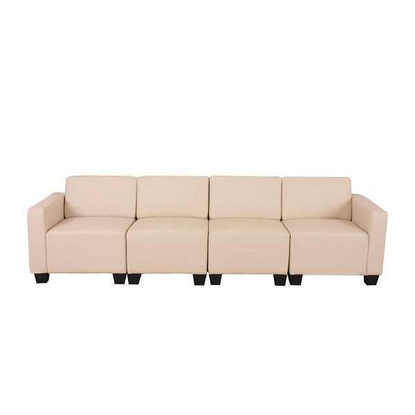 Mendler Modular 4-zits bank Couch Lyon, kunstleer, creme, 2x21690+21694+21697