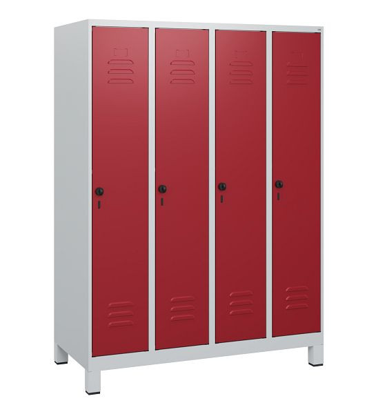 C+P Umkleidespind Classic PLUS, Füße, 4 Abteile, 1630x1200x500mm, 7035/3003, Drehriegel, 0800105-40 S10001