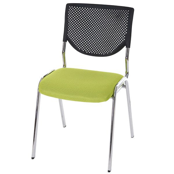 Mendler bezoekersstoel T401, stapelbare vergaderstoel, stof/textiel, groene zitting, chromen poten, 74878