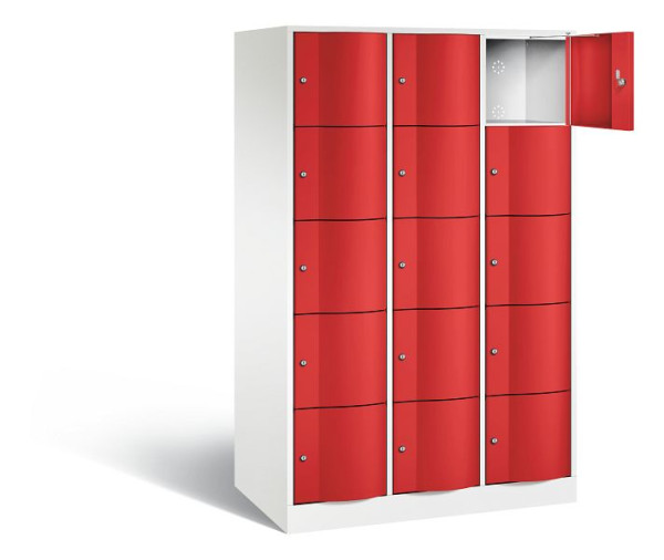 C+P XL lockerkast Resisto, H1950xB1148xD640mm, kleur: verkeerswit / vuurrood, 8570-373 S10177