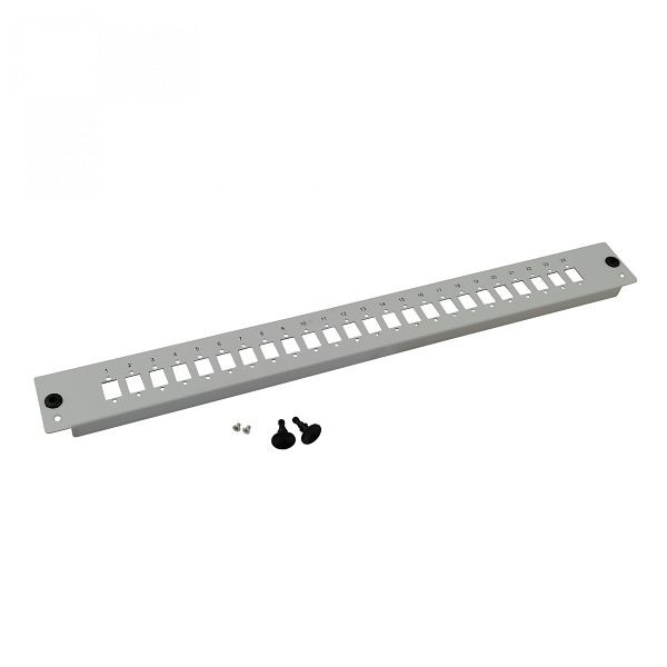 Helos LWL 19" breakout box frontpaneel, 24-voudig paneel, niet uitgerust, grijs, 257712