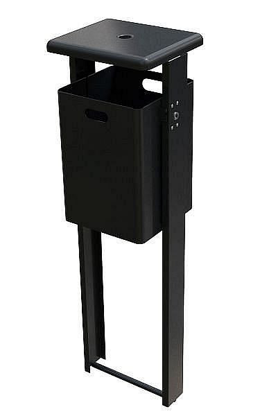 Renner rechthoekige staande afvalcontainer 40 L (inclusief asbak), met ronde kap (3 mm), antraciet ijzermica, standaard, gecoate kap, 7083-70PB DB703
