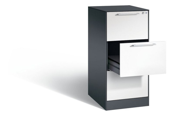 C+P archiefkast Asisto, H1010xB440xD600mm, kleur: zwartgrijs/verkeerswit, beugelgreep, 146245-321 S10022