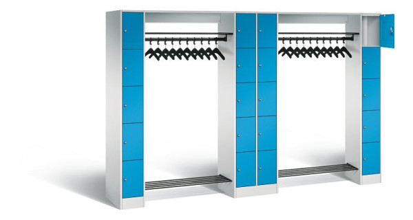 C+P open garderobe serie 8070, H1950xB2840xD480mm, kleur: lichtgrijs/lichtblauw, 80730-20 S10027
