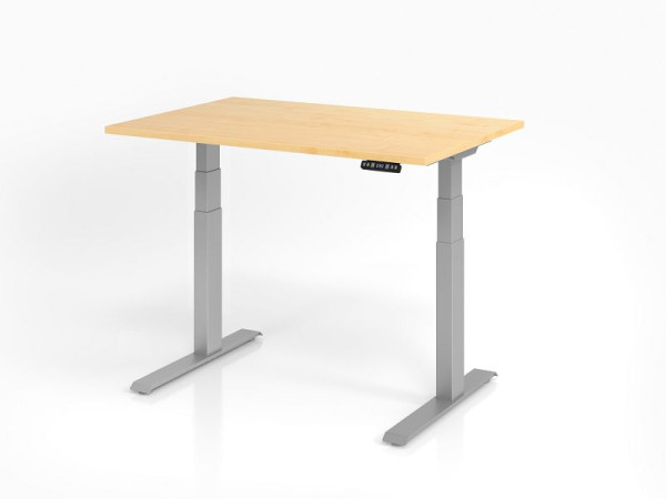 Hammerbacher bureau XDKB12, 120 x 80 cm, blad: esdoorn, 25 mm dik, ABS dikke rand, rechthoekige vorm, VXDKB12/3/S