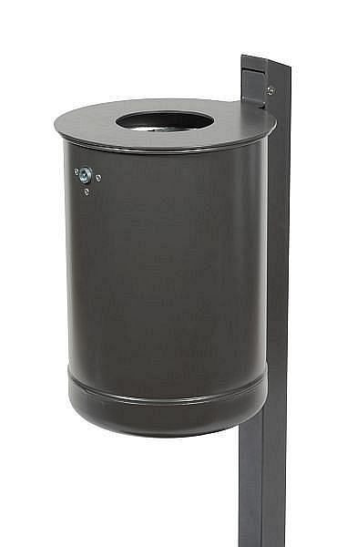Renner afvalbak met paal ca. 35 L, ongeperforeerd, met afdekschijf, thermisch verzinkt, 7038-15FV