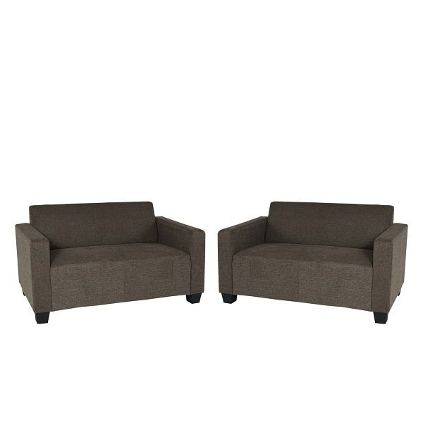 Mendler bankstel bankstel 2x 2-zits bank Lyon stof/textiel, bruin, 2x75622+2x75623