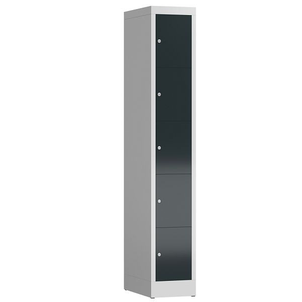 Lüllmann ClassiX lockerkast, 1 compartiment, 5 compartimenten, 1800 x 310 x 500 mm, lichtgrijs/antracietgrijs, X-520518