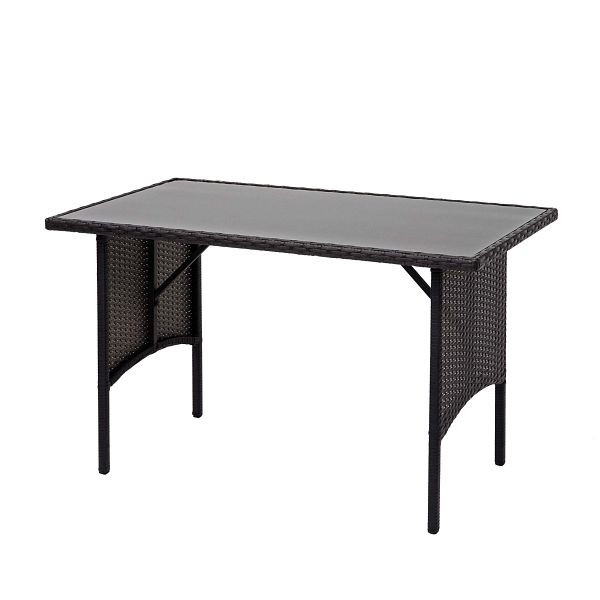 Mendler poly rotan eettafel HWC-G16, eetkamertafel, tuintafel, gastronomie 112x60cm, zwart, 70870