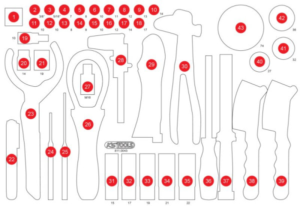 KS Tools Leeg schuiminzetstuk voor 811.0043, 811.0043-97