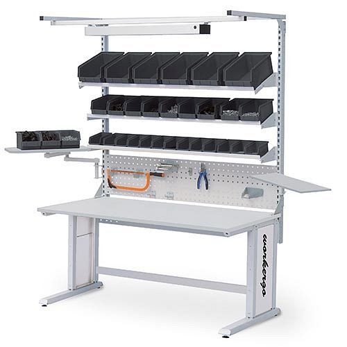 Bedrunka + Hirth tafel workergo C-voet met 1 motor, geleidend gepoedercoat, afmetingen in mm (BxD): 1500 x 750, EC150E175-05