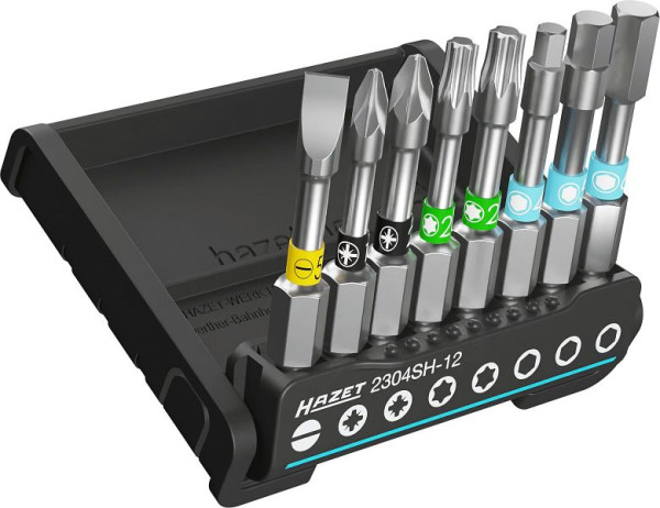 Hazet SmartHolder met 8 bits, lang, zeskant 6.3, gleuf, binnenzeskant, Phillips PH, Pozidriv PZ, binnen-TORX®, aantal gereedschappen: 8, 2304SH-12