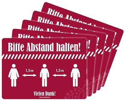Contacto Schild ''Abstand halten'', selbstklebend, 18 cm, VE: 5 Stück, 7595/518