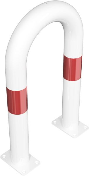 Schake beschermbalk Ø76 mm thermisch verzinkt, breedte 400 mm, hoogte boven vloer 650mm, wit/rood, voor deuvels, 477_04PB