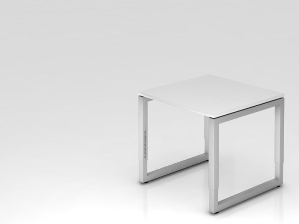 Hammerbacher bureau O-voet vierkant 80x80cm wit, rechthoekige vorm met zwevend tafelblad, VRS08/W/S