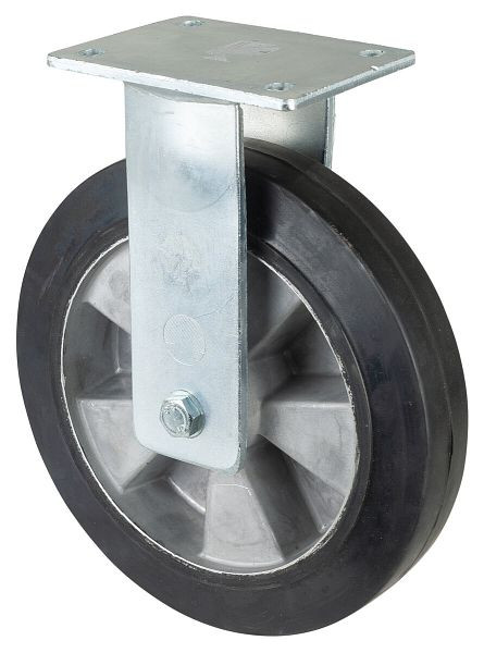 BS Rollen zwaarlastwiel, bokwiel, wielbreedte 50 mm, wiel-Ø 250 mm, draagvermogen 550 kg, zwarte elastische banden, aluminium, kogellagers, RR110.B80.250