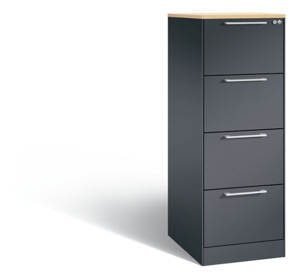 C+P archiefkast Asisto, H1310xB440xD600mm, kleur: zwart-grijs, beugelgreep, 146225-421 S10053
