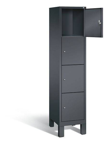 C+P lockerkast Evolo, H1850xB420xD500mm, kleur: zwart-grijs, 48010-124 S10015