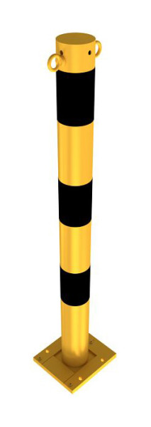 Schake afzetpaal stalen buis Ø 76 x 2,6 mm afneembaar, afneembaar geel/zwart, met 2 ogen, 476APBG+2