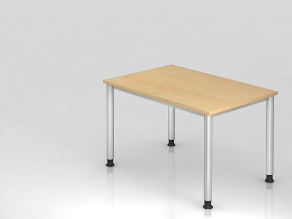 Hammerbacher bureau 4 voet rond 120x80cm esdoorn/zilver, rechthoekige vorm, VHS12/3/S