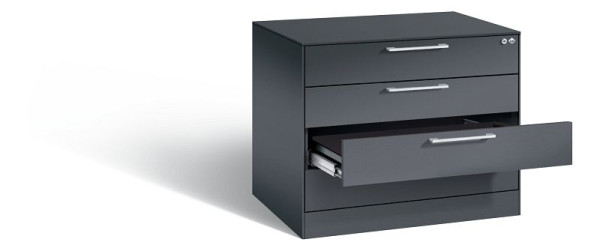 C+P archiefkast Asisto, H710xB800xD600mm, kleur: zwart-grijs, beugelgreep, 146273-424 S10005