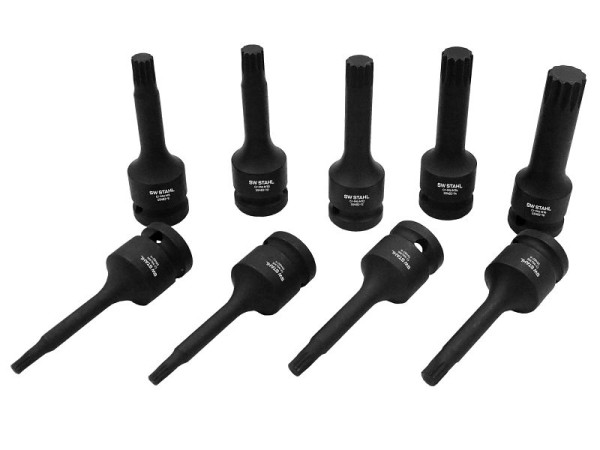SW-Stahl IMPACT schroevendraaierinzetstukken, 1/2", interne spline, M4-M16, 9 stuks, S5482