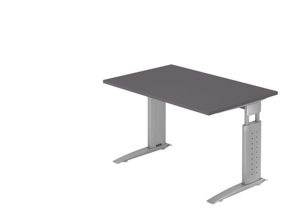 Hammerbacher bureau C-poot 120x80cm grafiet/zilver, werkhoogte 68-86 cm verstelbaar, VUS12/G/S