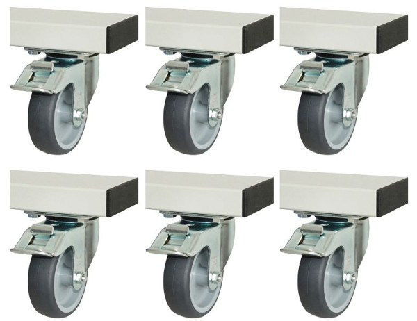 RAU wielenset voor adlatus serie 300+600, 6 zwenkwielen met rem, 08-RS-300-600-6LF
