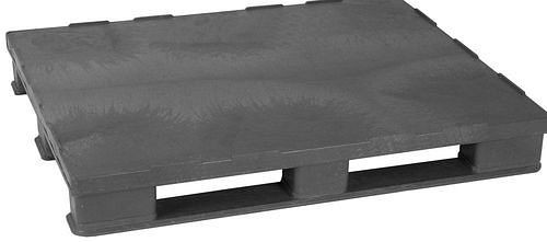 DENIOS zware pallet, gemaakt van PE-RE, 1000 x 1200 x 155 mm, 3 lopers, met rand, VE 5 stuks, 312659
