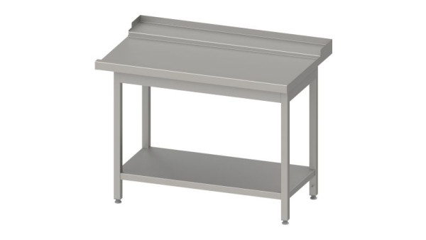Stalgast RVS afvoertafel, korfgeleiding met afschot, met voet 1000x750x880mm, montagezijde rechts, met opstand, gelast, VAL10711RA