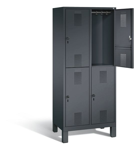 C+P locker dubbeldekker Evolo, H1850xW810xD500mm, kleur: zwart-grijs, 48310-22 S10010