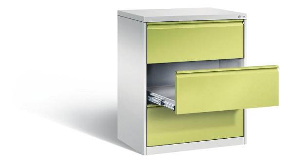 C+P archiefkast Acurado, H1045xW787xD590mm, kleur: lichtgrijs / virid groen, handgreep, 12923-322 S10039