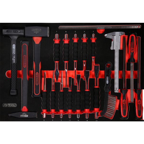 KS Tools PERFORMANCEplus gereedschapsset, 21-delig, hamers, beitels en vijlen, 811.0021