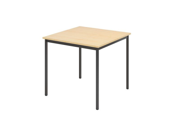 Hammerbacher vergadertafel VS08, 80 x 80 cm, blad: esdoorn, vierpootsframe zwart, werkhoogte 72 cm, rondom stalen frame zwart, VVS08/3/D