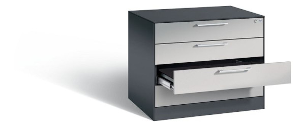C+P archiefkast Asisto, H710xB800xD600mm, kleur: zwart grijs/wit aluminium, beugelgreep, 146273-424 S10017