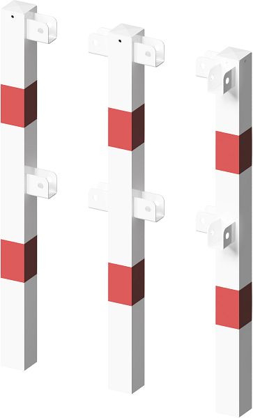 Schake-beschermingsrailing, stalen buis 70 x 70 mm, steunpaal om in beton te plaatsen, eindpaal voor boven- en knierail, 4270B