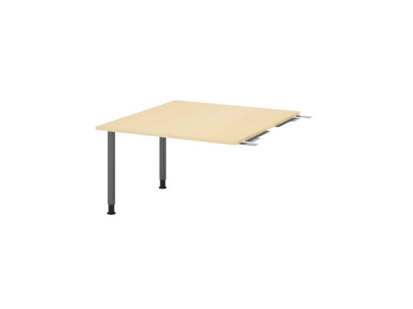 Hammerbacher koppelplaat VKT, kleur tafelblad: esdoorn, blad: 1200 x 1300 x 25 mm, ronde buisbasis grafiet, werkhoogte: 720 - 740 mm, VKT12C/3/G