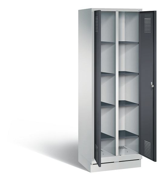C+P washok Evolo, H1800xB610xD500mm, kleur: lichtgrijs / zwartgrijs, 48022-20B S10038