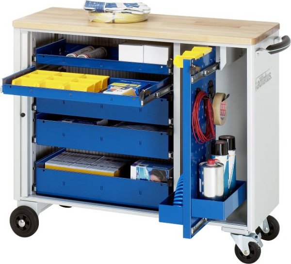 RAU gereedschapswagen serie adlatus model 10020, B1025 x D400 x H860 mm, inclusief massief beukenhouten werkblad, 02-10020B.11