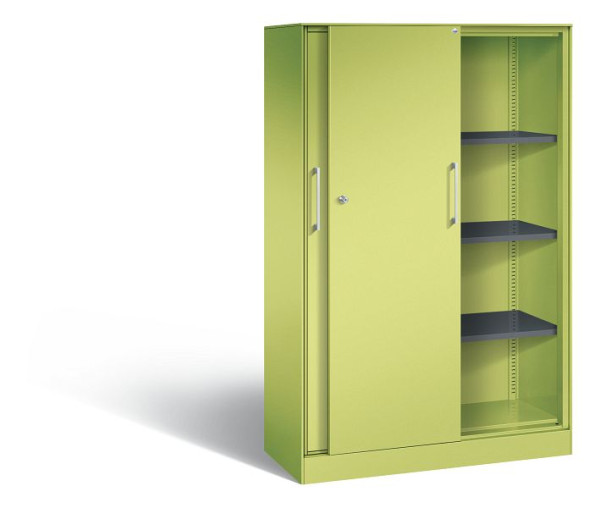 C+P schuifdeurkast Asisto, H1635xB1000xD435mm, kleur: virid green / virid green, beugelgreep, 4 niveaus, 142012-000 S10042
