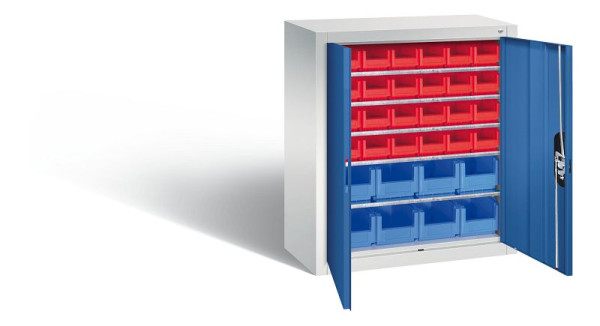 C+P tijdschriftenkast serie 13, H830xB700xD300mm, kleur: lichtgrijs / gentiaanblauw, verzonken handgreep, 134013-24 S10033