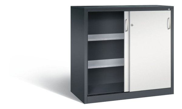 C+P schuifdeurkast Acurado, H1200xB1200xD600mm, kleur: zwartgrijs/lichtgrijs, beugelgreep, 2067-09 S10042