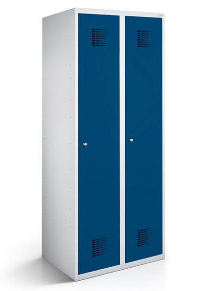 KEMMLIT lockerkast met 2 vakken 30cm met gesloten bodem, gentiaanblauw 5010, draaibare sluiting, 251986
